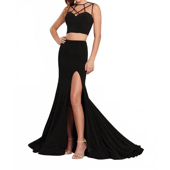 black long sleeve lace mermaid dress Sweet Intentions Black Lace Maxi Dress with Gloves Black / XL main image 0